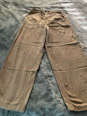 DKNY olive green Wide-Leg Linen Pants 8